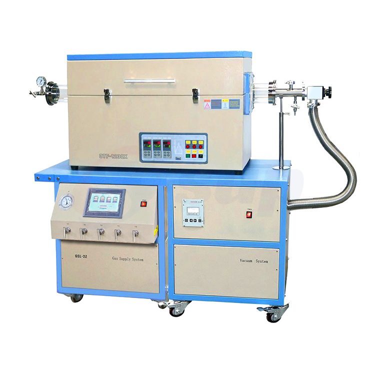 OTF-1200X-III-HVC-LD 1200C三区管式炉，带高真空站4通道MFC气站，用于CVD或扩散